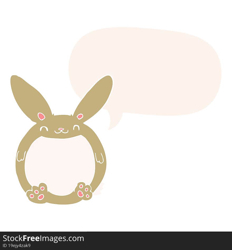 cartoon rabbit with speech bubble in retro style