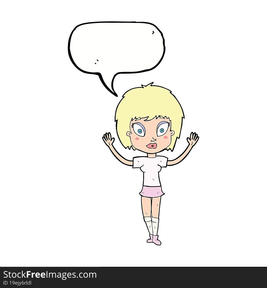 cartoon pretty girl with speech bubble