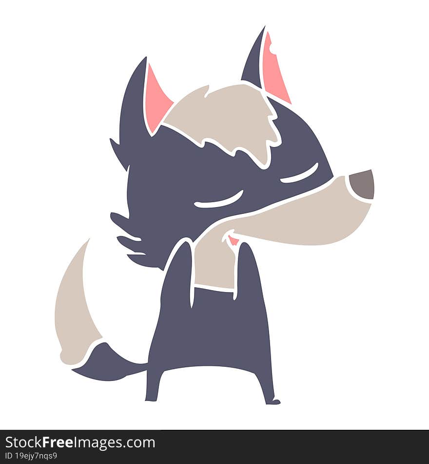 flat color style cartoon wolf laughing