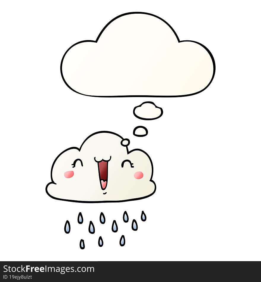 Cartoon Storm Cloud And Thought Bubble In Smooth Gradient Style