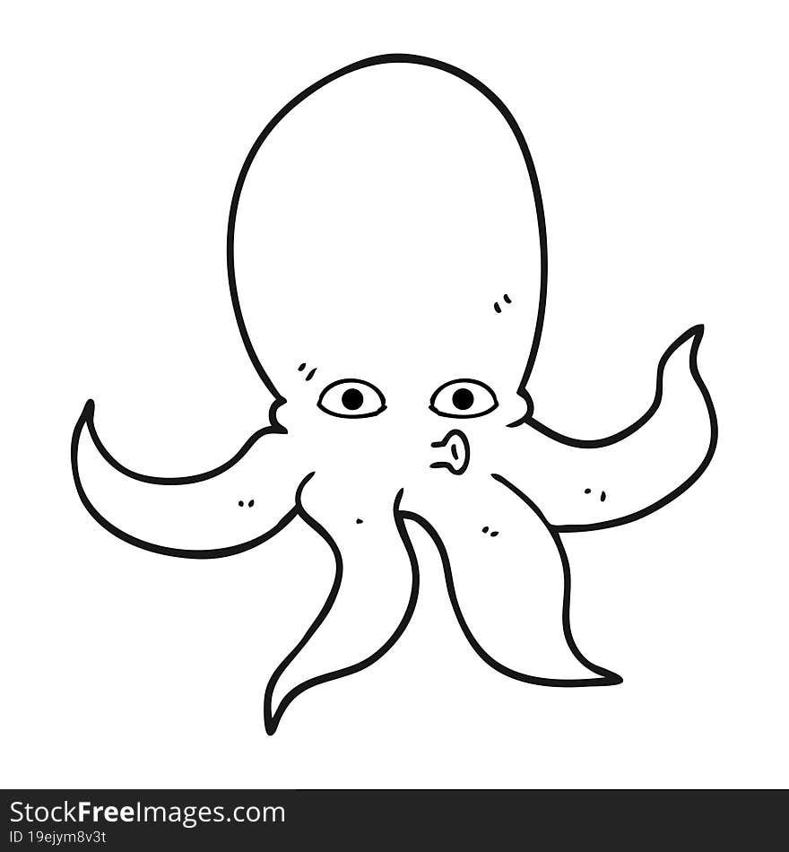 Black And White Cartoon Octopus