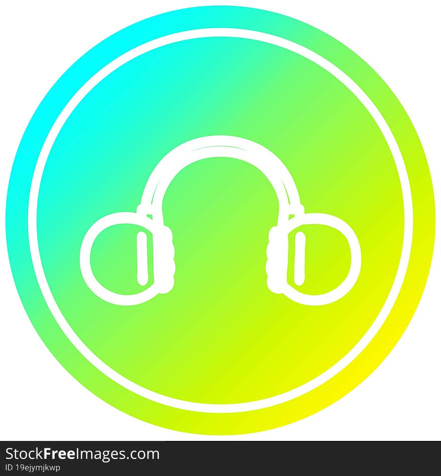 music headphones circular in cold gradient spectrum