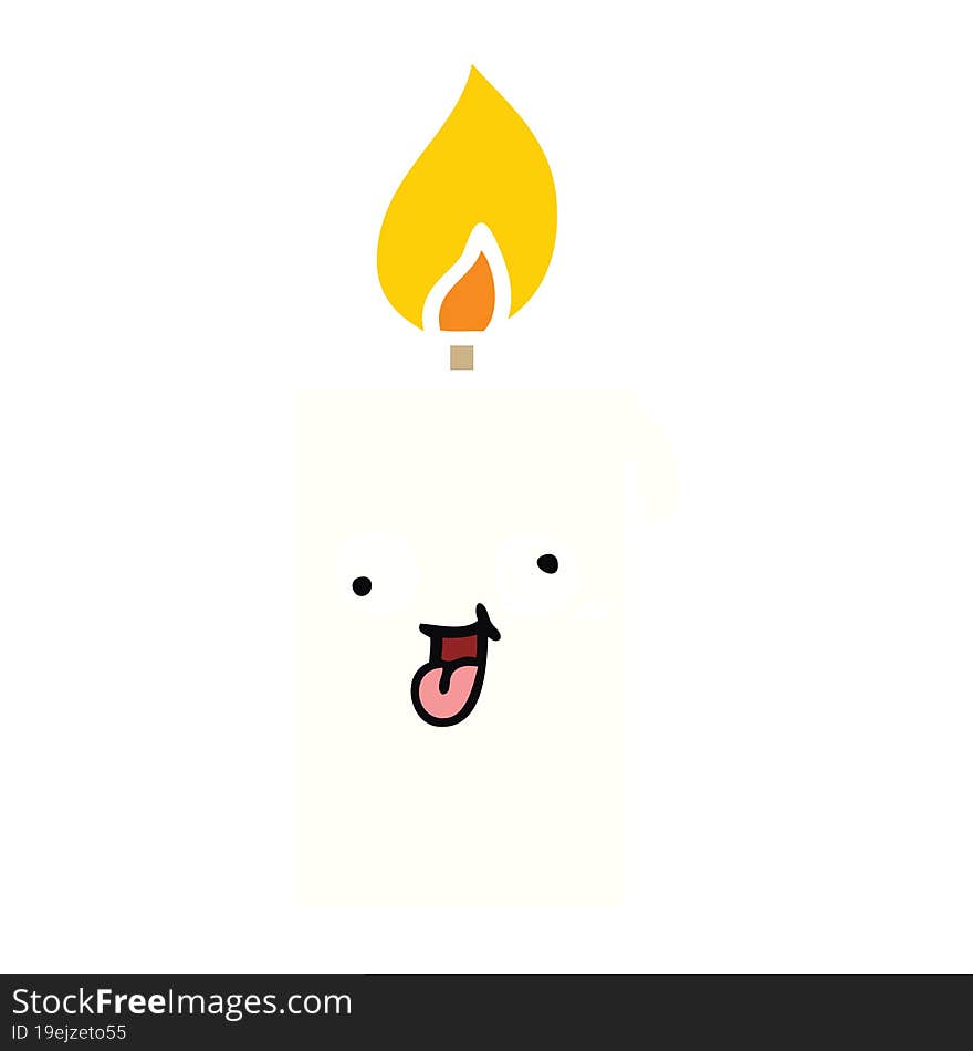 flat color retro cartoon lit candle