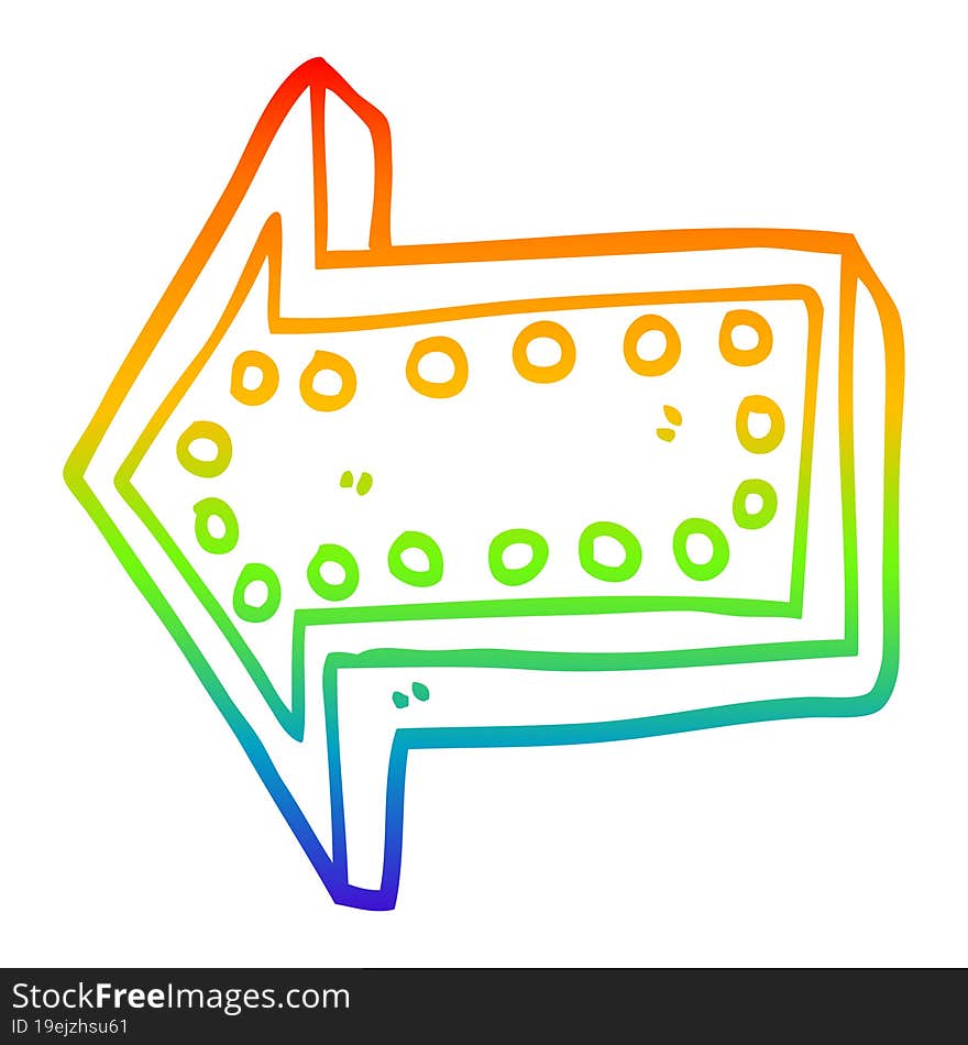 rainbow gradient line drawing cartoon arrow pointing direction