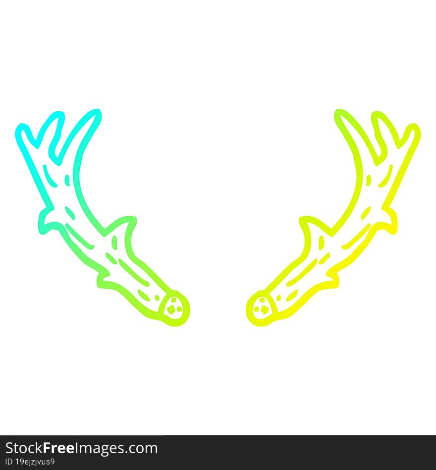 Cold Gradient Line Drawing Cartoon Antlers