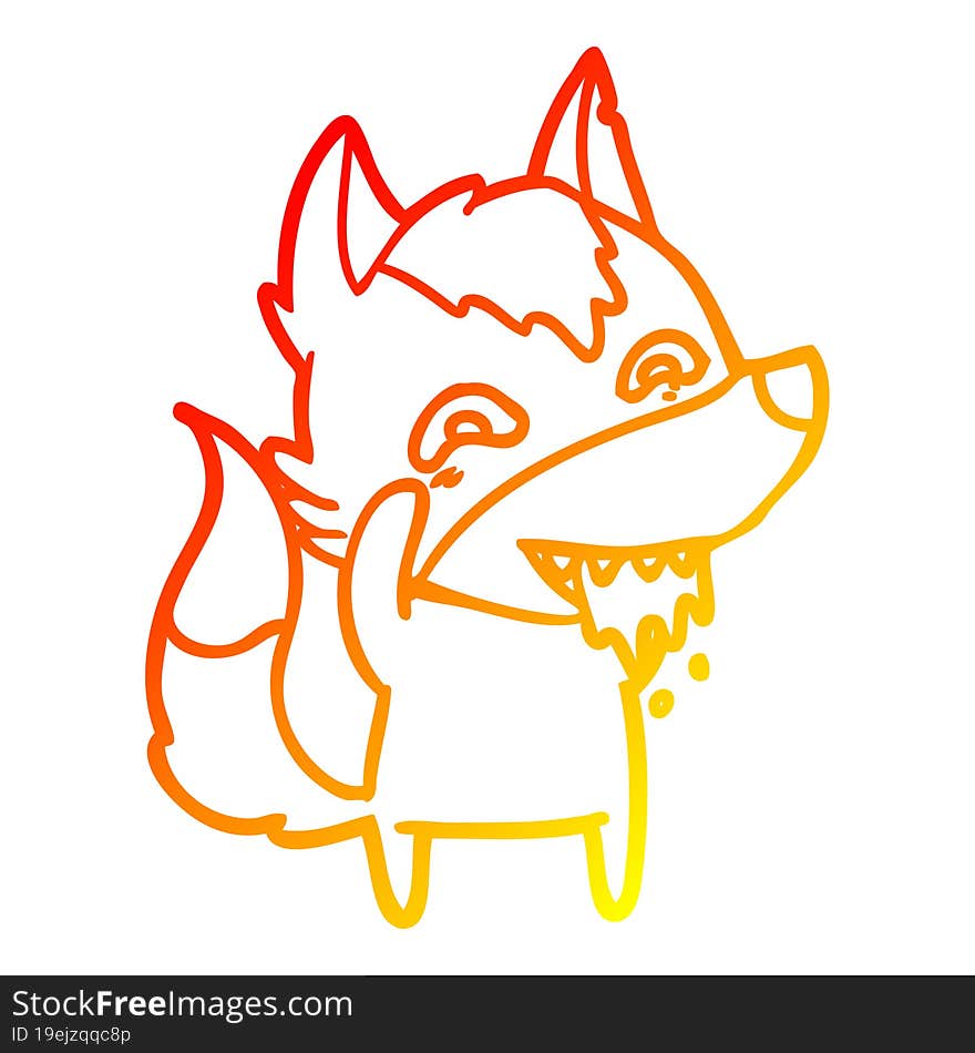 warm gradient line drawing cartoon hungry wolf