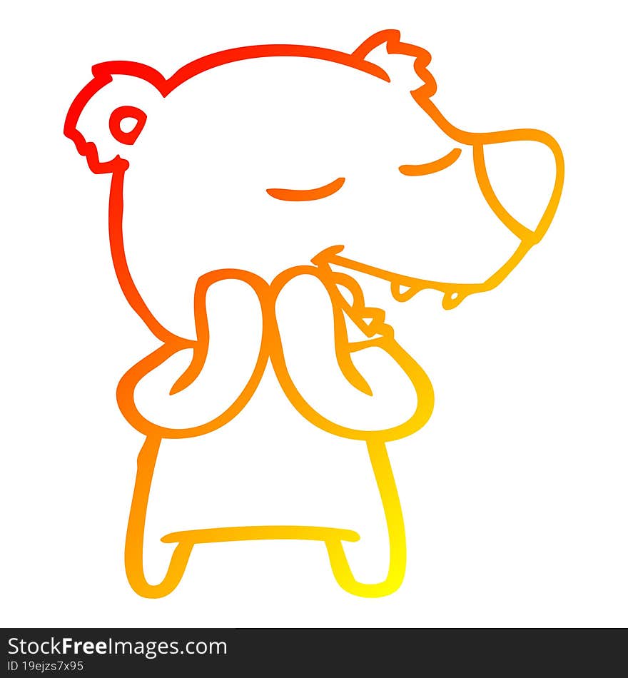 warm gradient line drawing cartoon polar bear