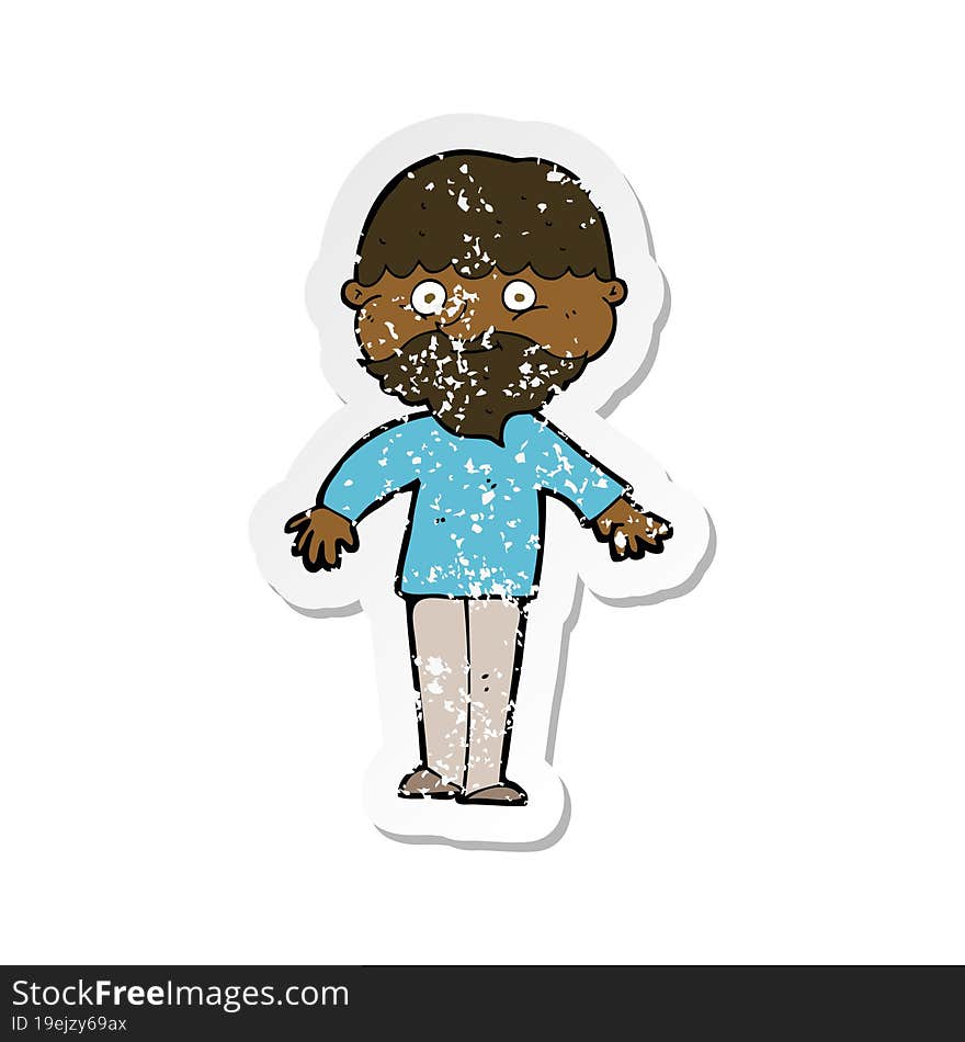 Retro Distressed Sticker Of A Cartoon Happy Man