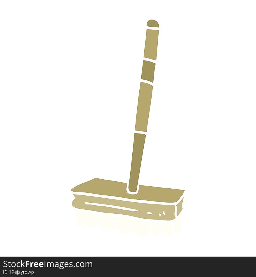 flat color illustration cartoon sweeping brush