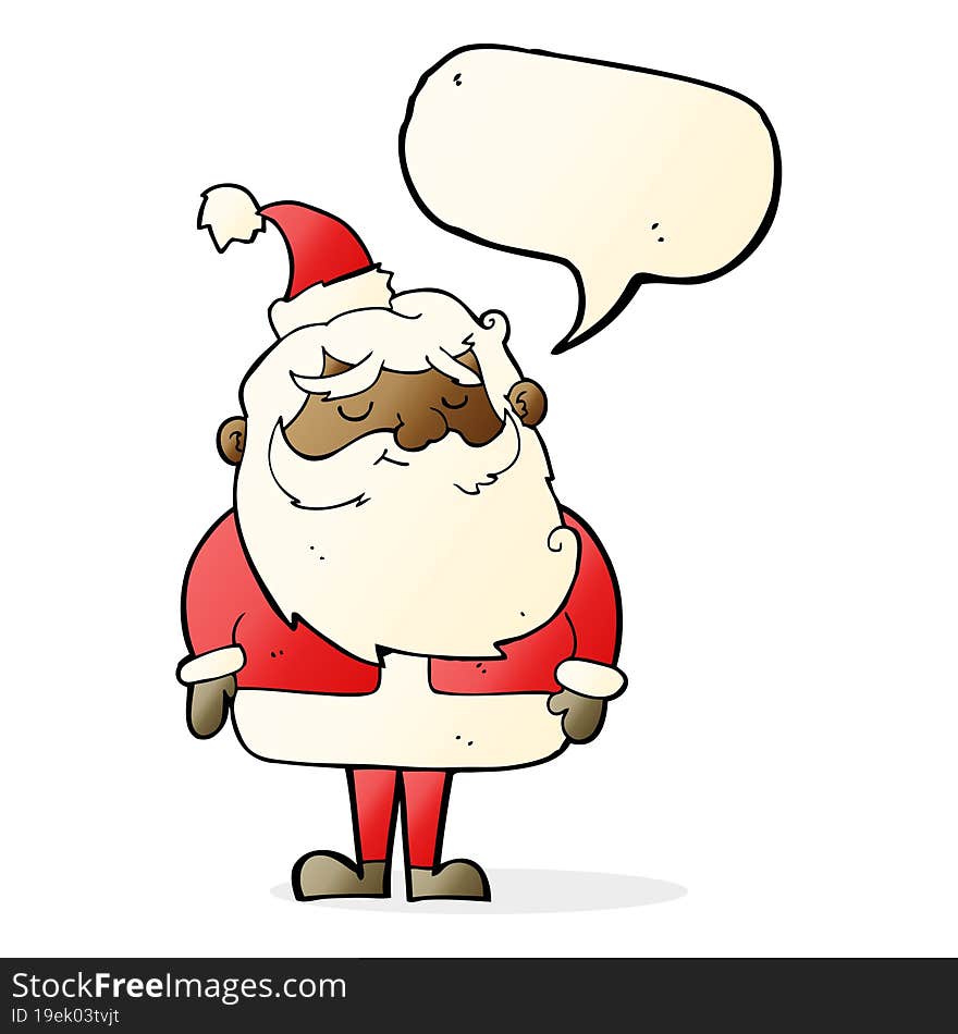 cartoon santa claus with speech bubble