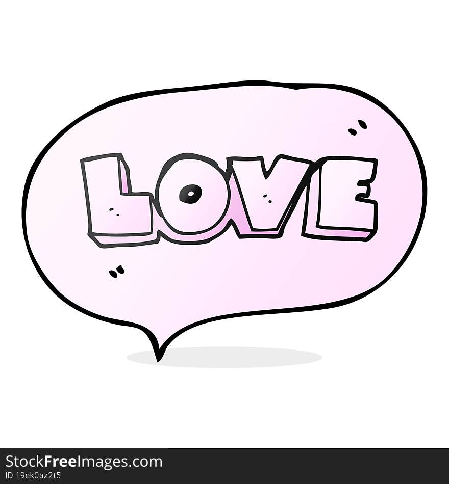 freehand drawn speech bubble cartoon word love