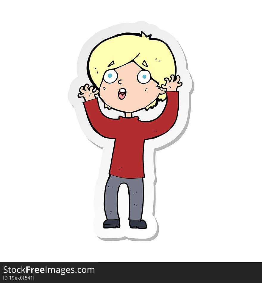 Sticker Of A Cartoon Frightened Man