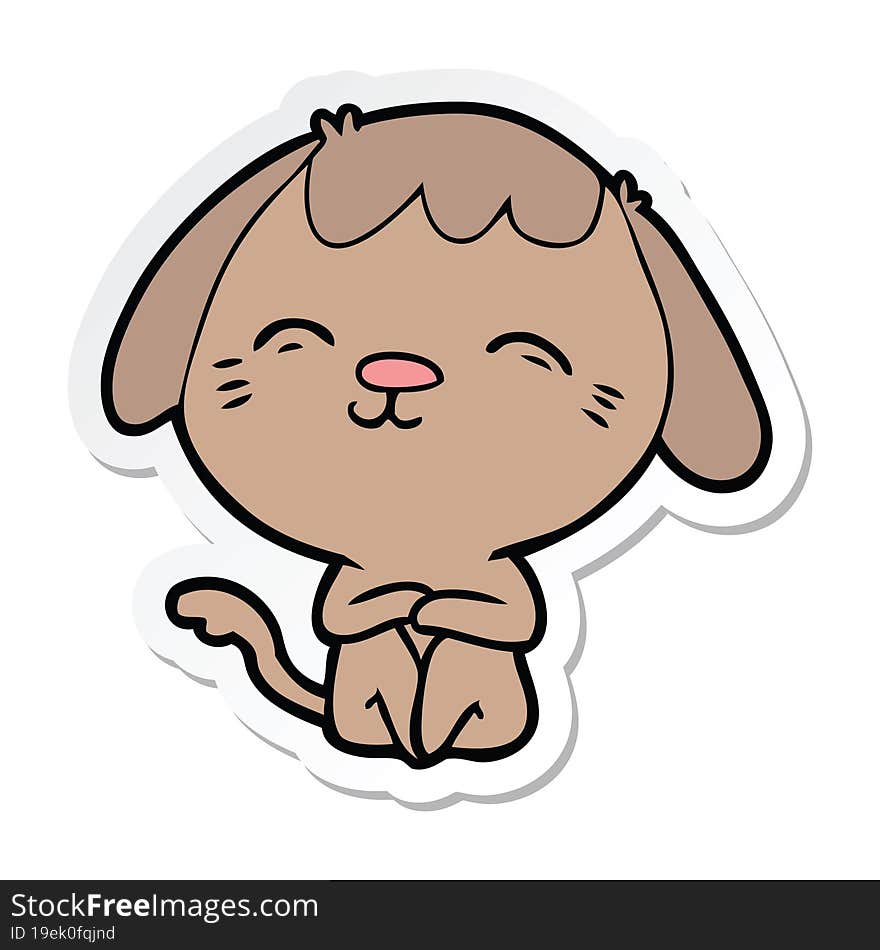 Sticker Of A Happy Cartoon Dog