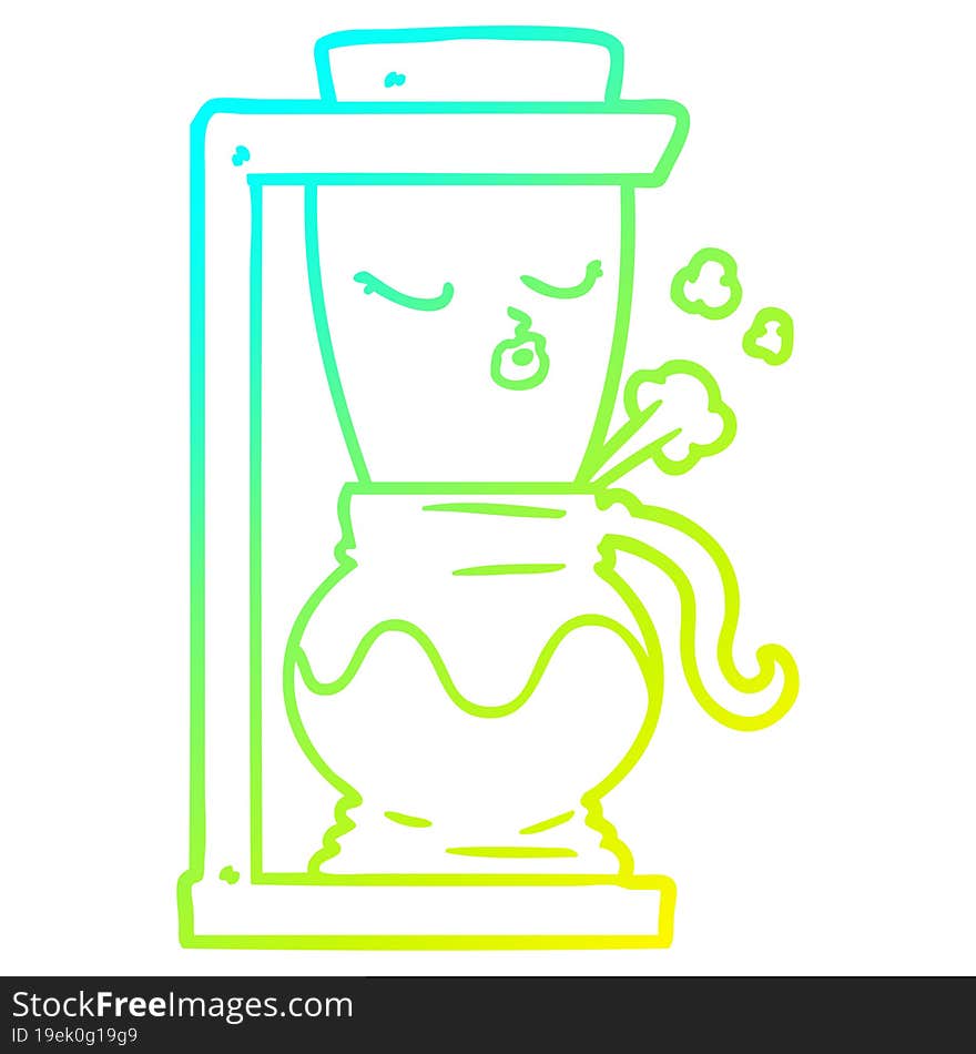 Cold Gradient Line Drawing Cartoon Filter Coffee Machine