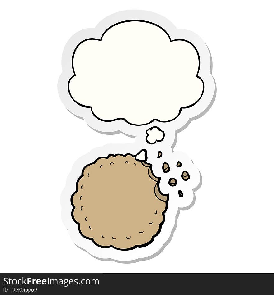 Cartoon Cookie And Thought Bubble As A Printed Sticker