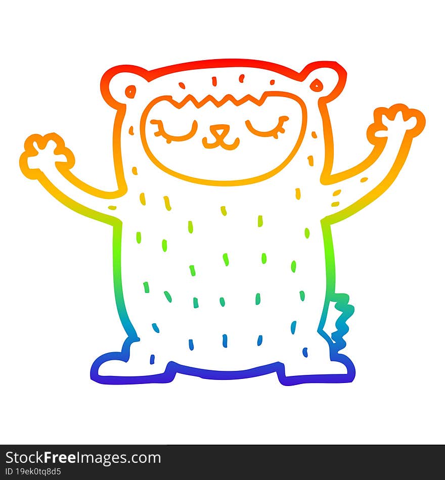 rainbow gradient line drawing cute cartoon bear