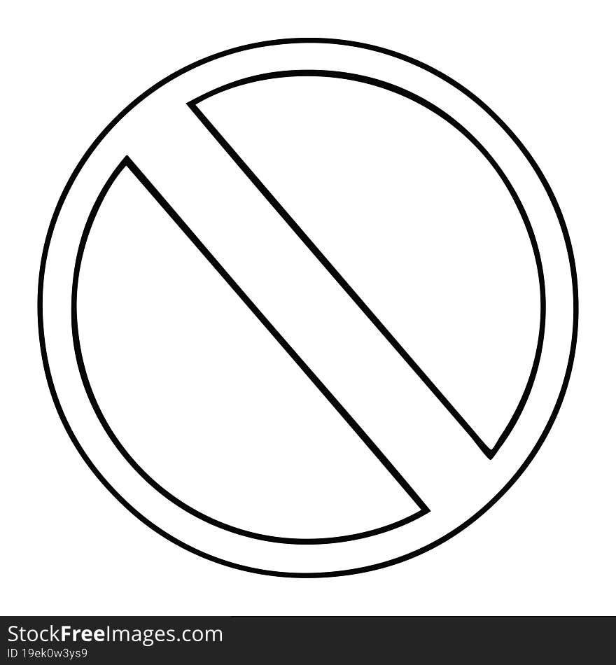 line drawing cartoon of a no entry sign