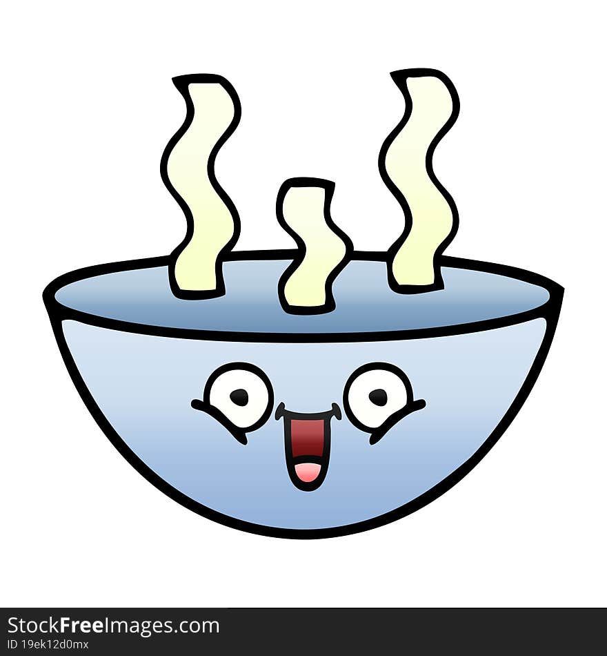 Gradient Shaded Cartoon Bowl Of Hot Soup