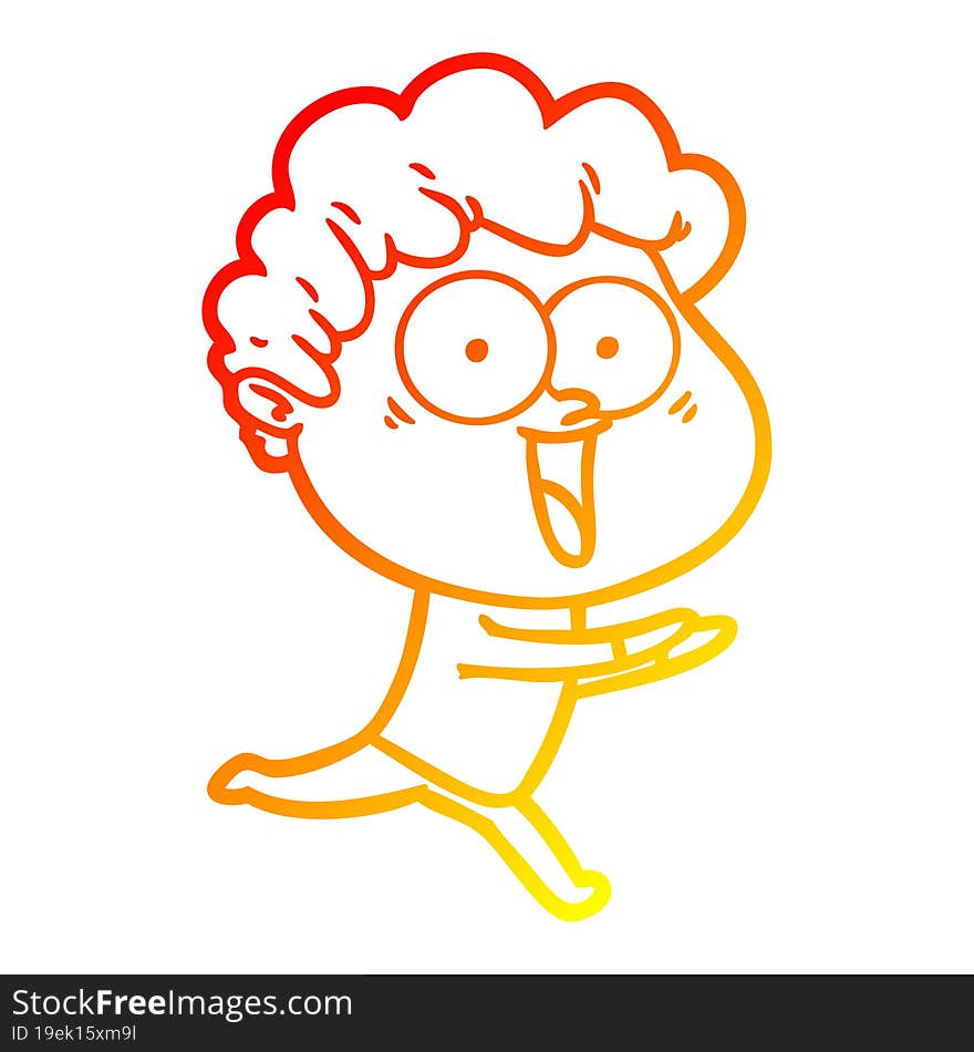 warm gradient line drawing of a excited man cartoon