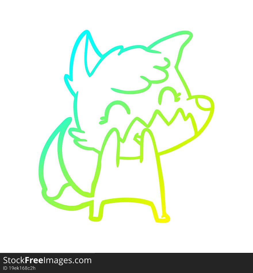 cold gradient line drawing happy cartoon fox