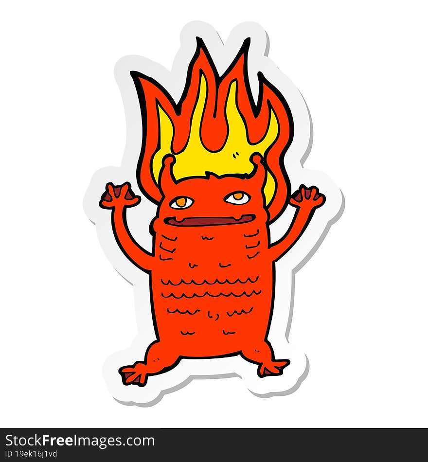 sticker of a cartoon little monster