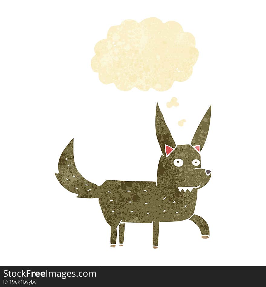 cartoon wild dog with thought bubble