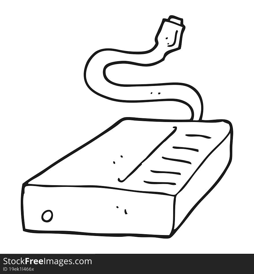 black and white cartoon hard drive