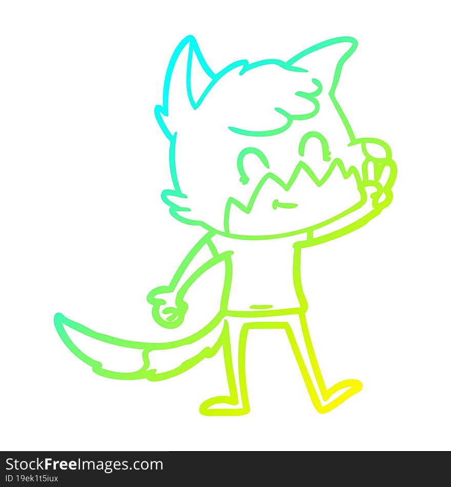 cold gradient line drawing cartoon friendly fox