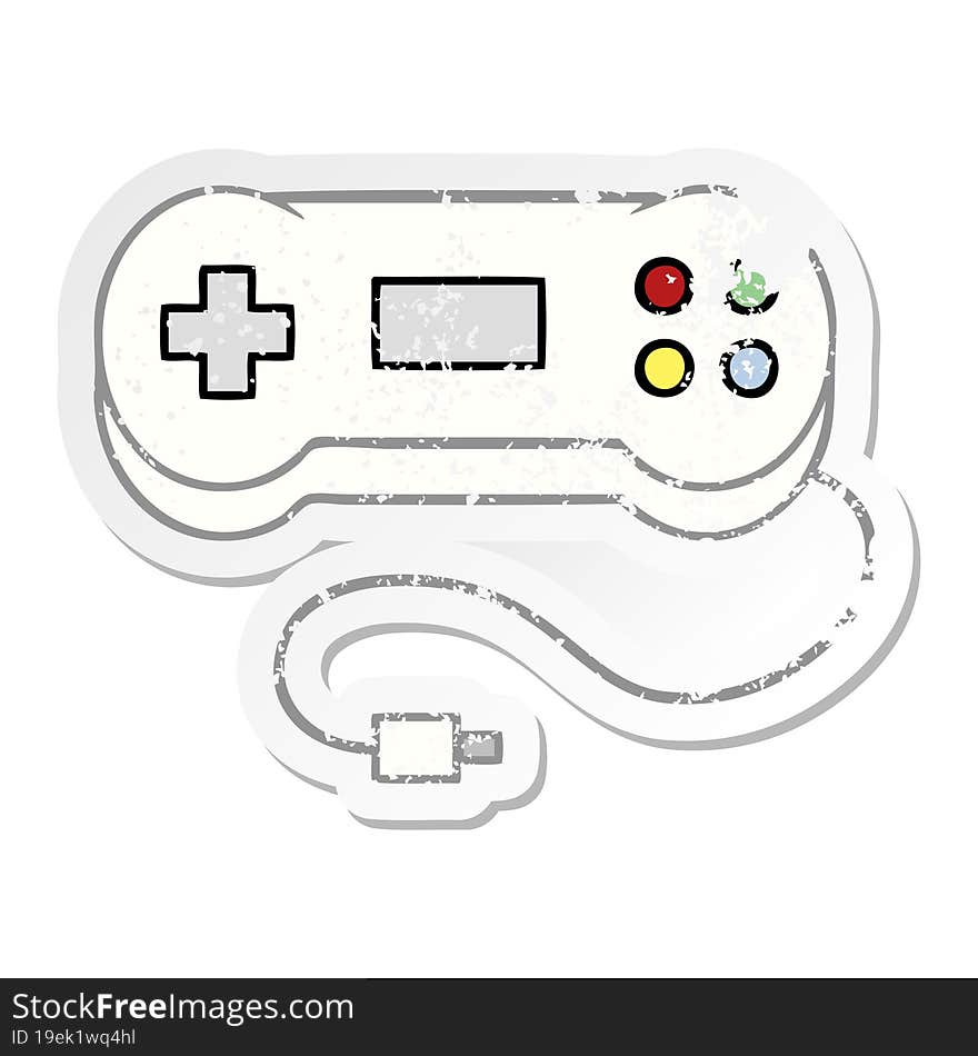 distressed sticker of a cute cartoon game controller