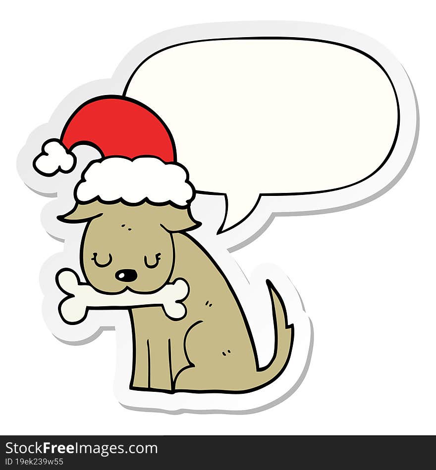 cute christmas dog with speech bubble sticker