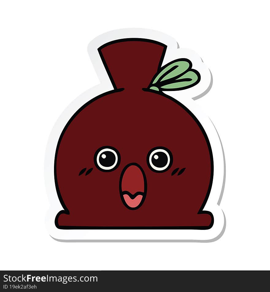 sticker of a cute cartoon sack