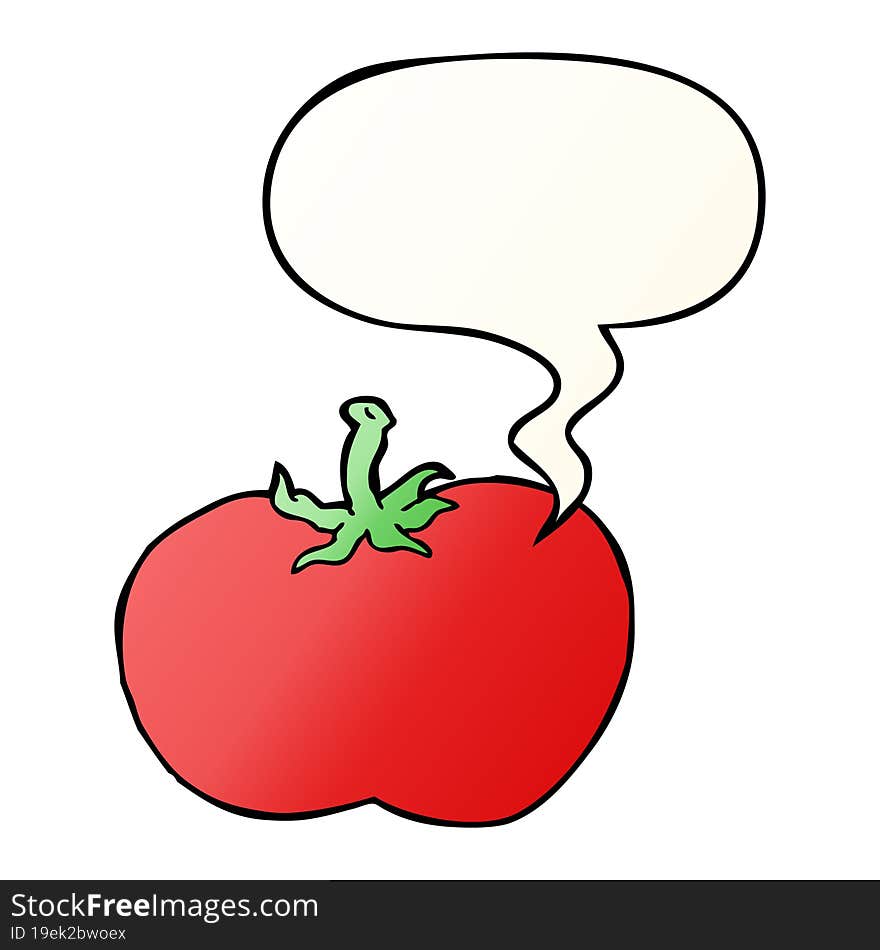 cartoon tomato and speech bubble in smooth gradient style