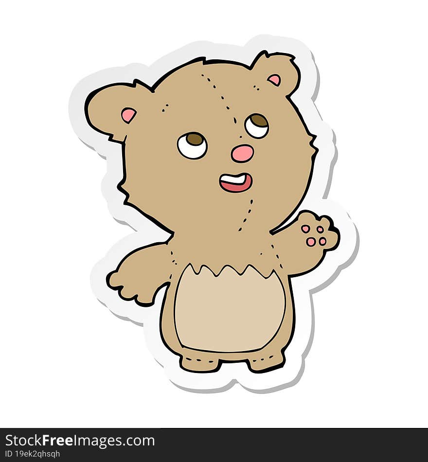 sticker of a cartoon happy little teddy bear