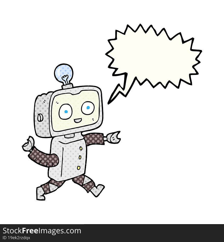 Comic Book Speech Bubble Cartoon Robot