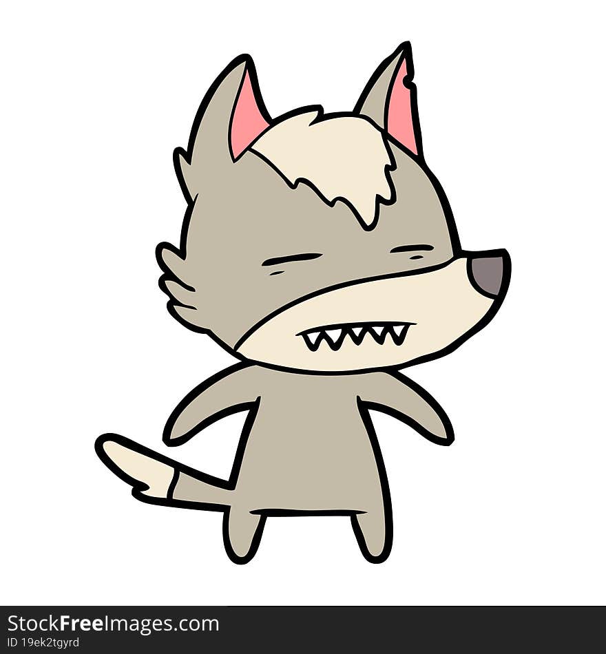 cartoon wolf showing teeth. cartoon wolf showing teeth