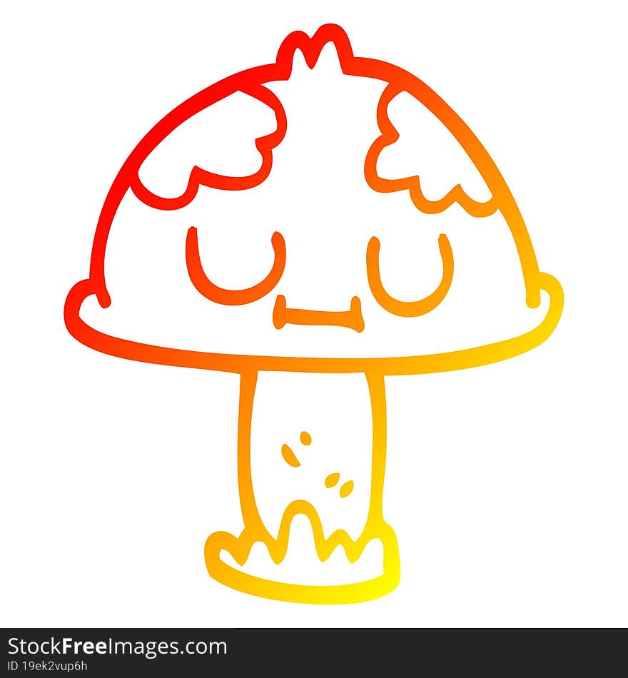 warm gradient line drawing of a cartoon poisonous toadstool