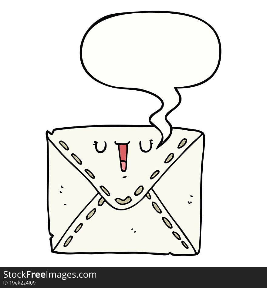 cartoon envelope with speech bubble. cartoon envelope with speech bubble