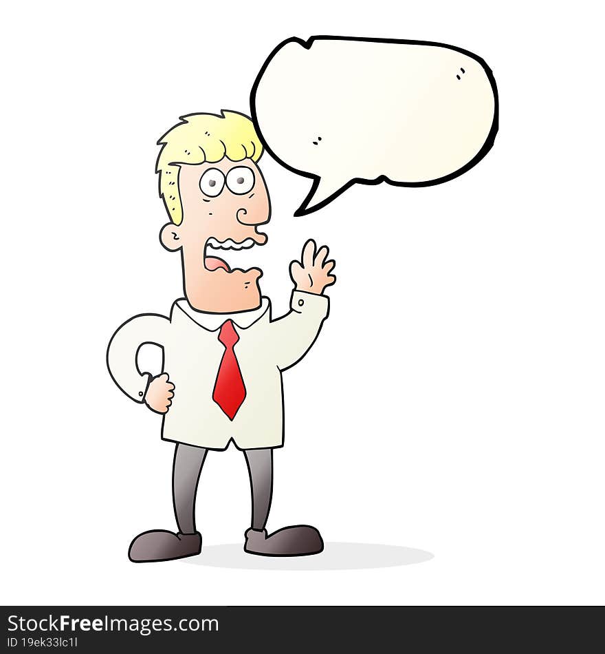 freehand drawn speech bubble cartoon businessman