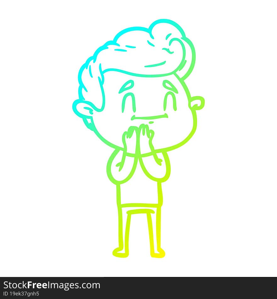 cold gradient line drawing happy cartoon man