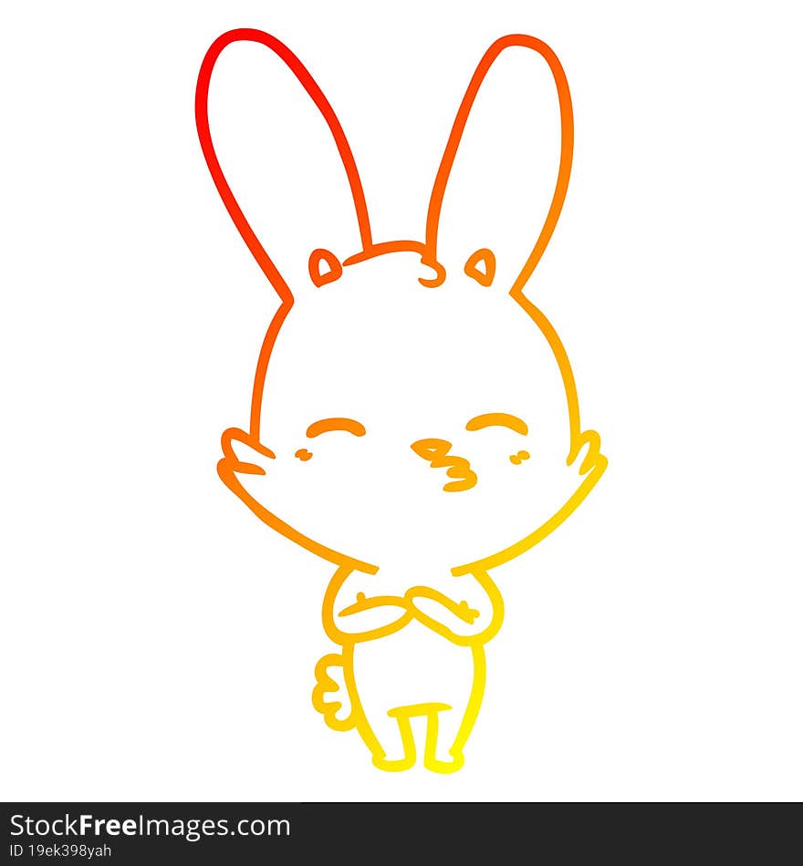 warm gradient line drawing curious bunny cartoon