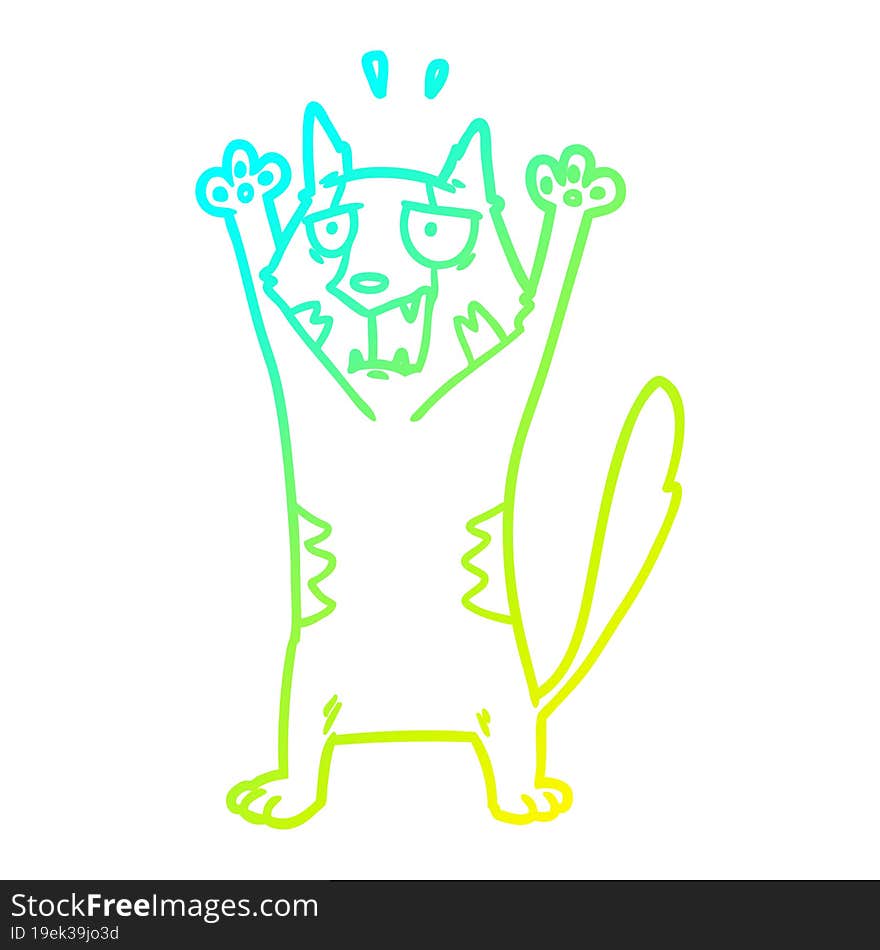 cold gradient line drawing cartoon panicking cat