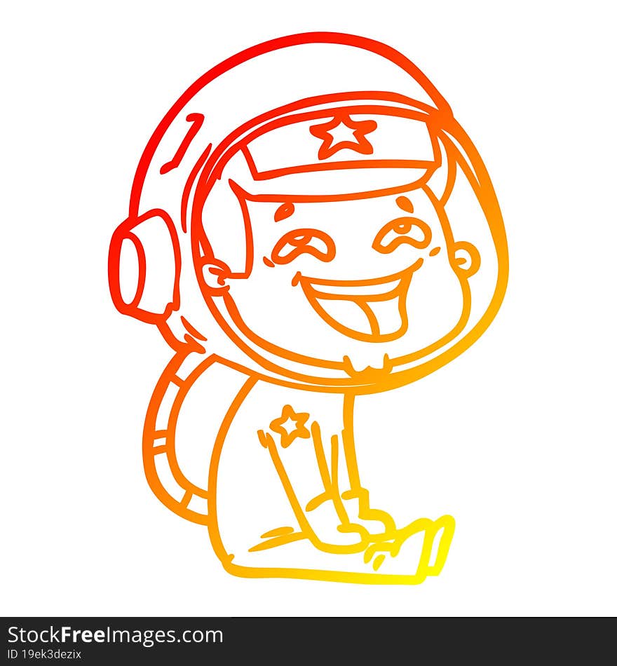 warm gradient line drawing cartoon laughing astronaut