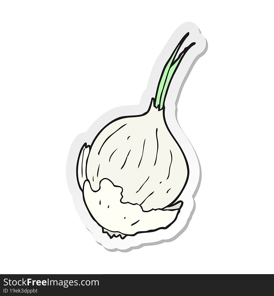 Sticker Of A Cartoon Garlic