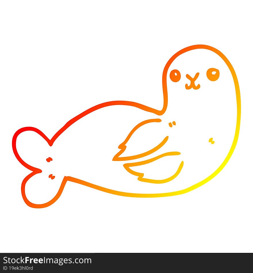 warm gradient line drawing cartoon seal