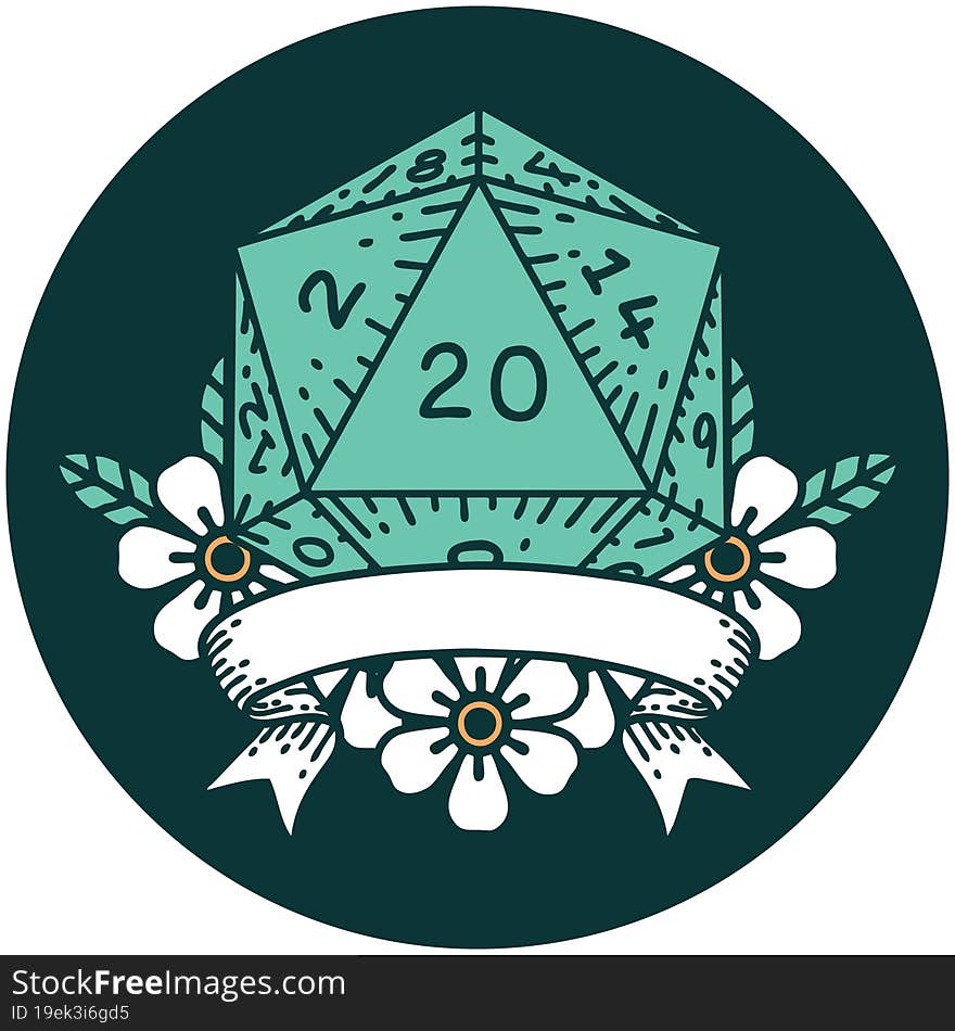 icon of natural 20 critical hit D20 dice roll. icon of natural 20 critical hit D20 dice roll