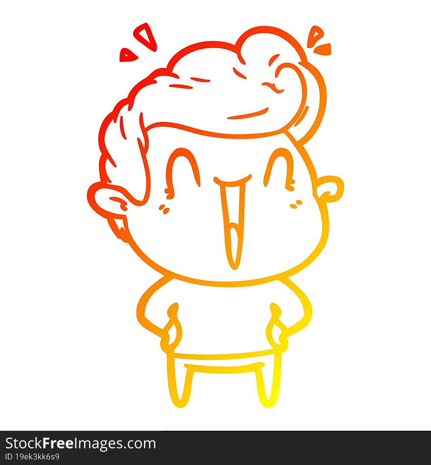 warm gradient line drawing of a cartoon excited man