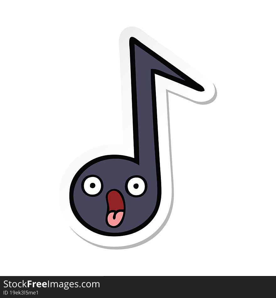 Sticker Of A Cute Cartoon Musical Note