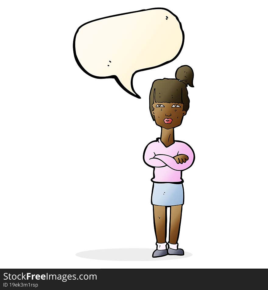 cartoon annoyed woman with speech bubble