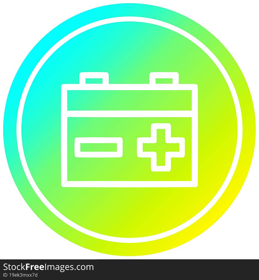 industrial battery circular in cold gradient spectrum