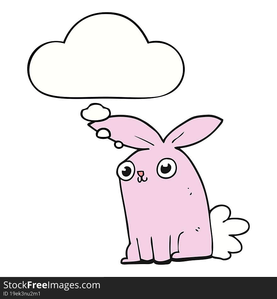 cartoon bunny rabbit with thought bubble. cartoon bunny rabbit with thought bubble